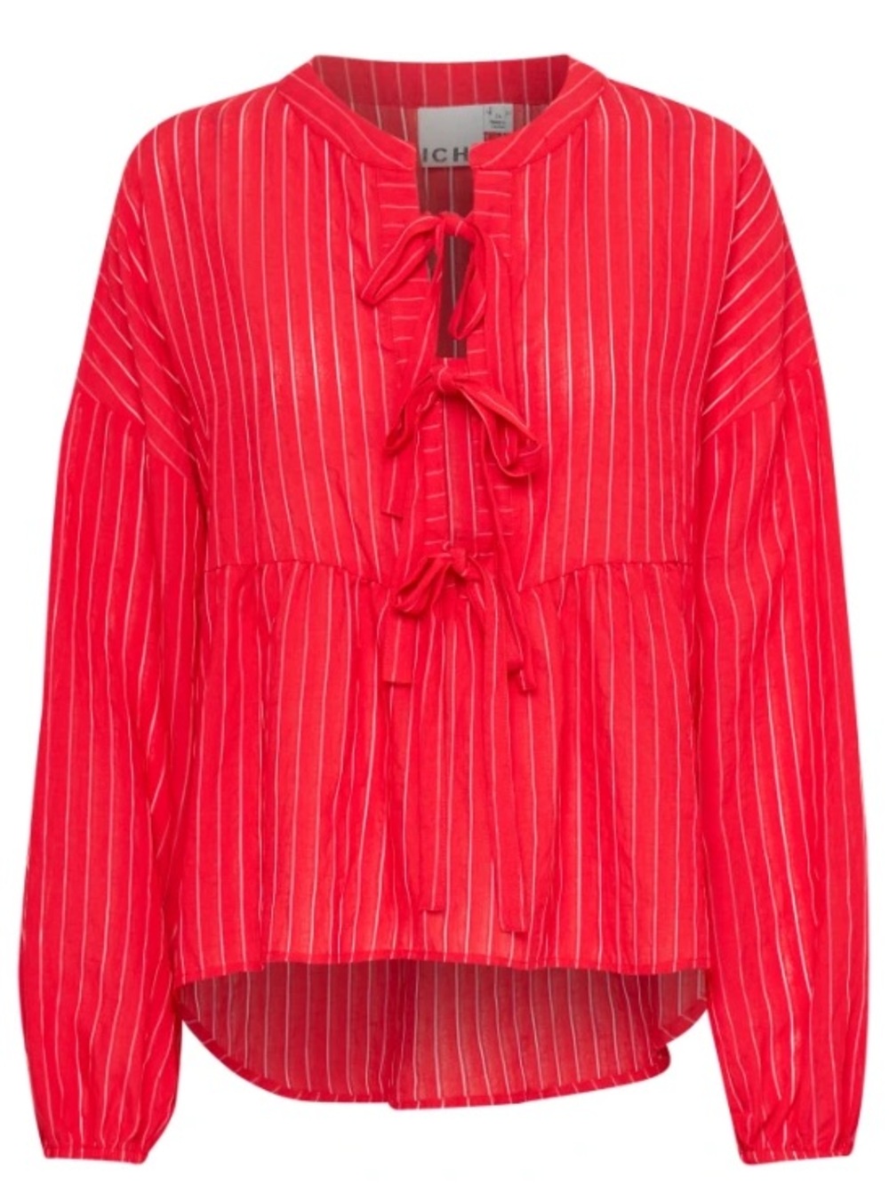 ICHI tie front red blouse